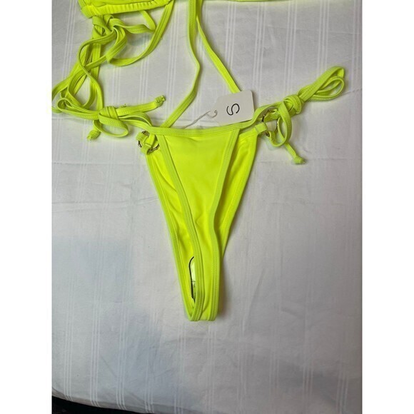 Neon Yellow One Piece Strappy‎ Swimsuit Bikini size Small RefM022 - Picture 8 of 9
